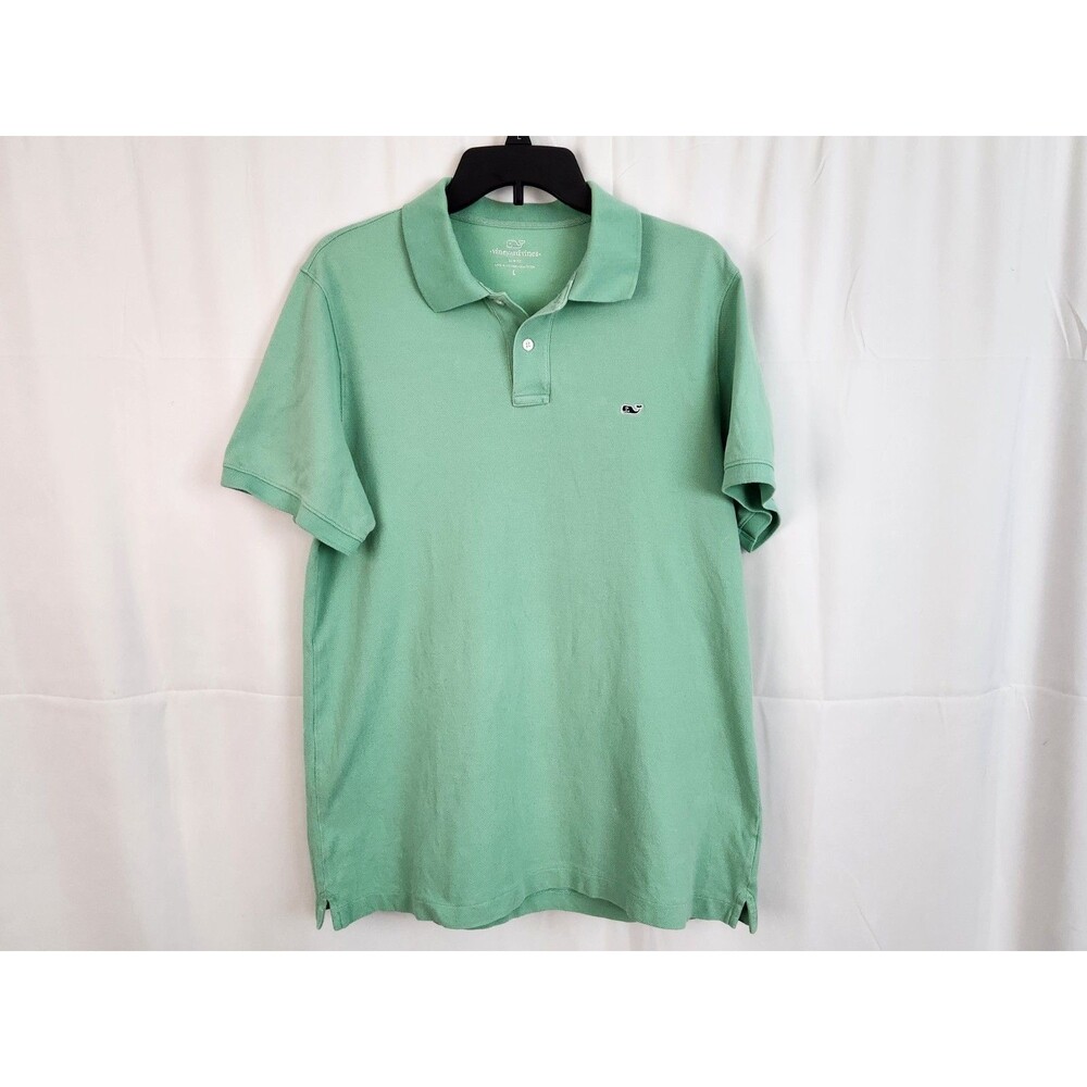 Vineyard Vines Mens Slim Fit Pique Light Green Short Sleeve Polo Shirt Size L
